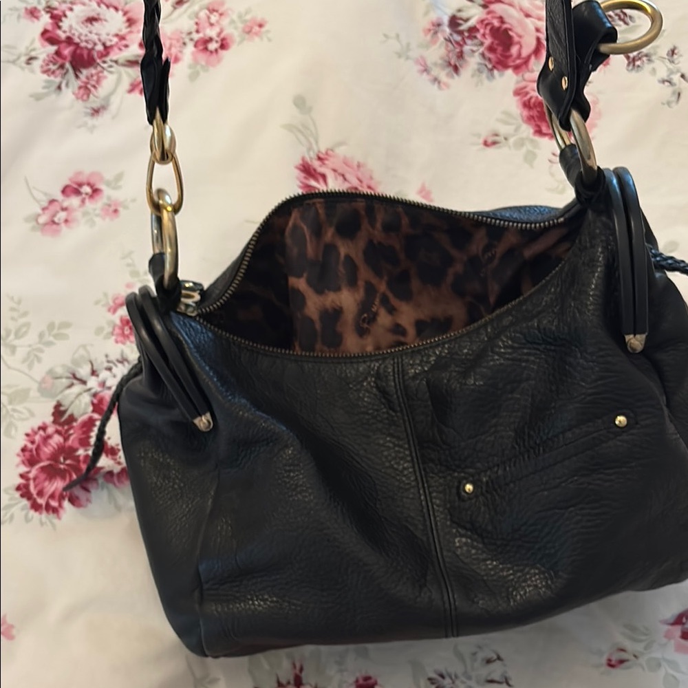 B Makowsky Black Leather Shoulder Bag